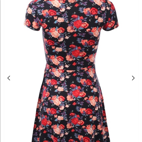 DoubJu v- neckline cap sleeve flared short dress - Picture 3 of 7